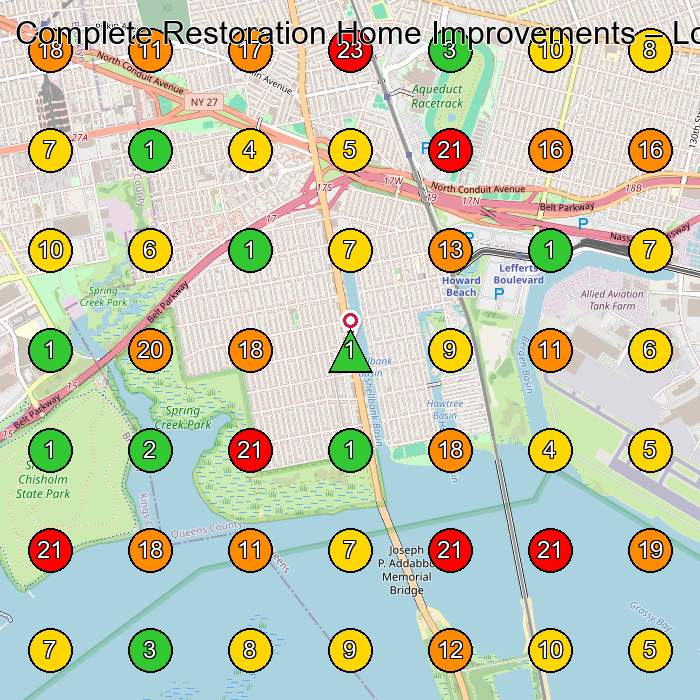 Complete Restoration Home Improvements Home Builder GeoGrid ranking map for Queens NY